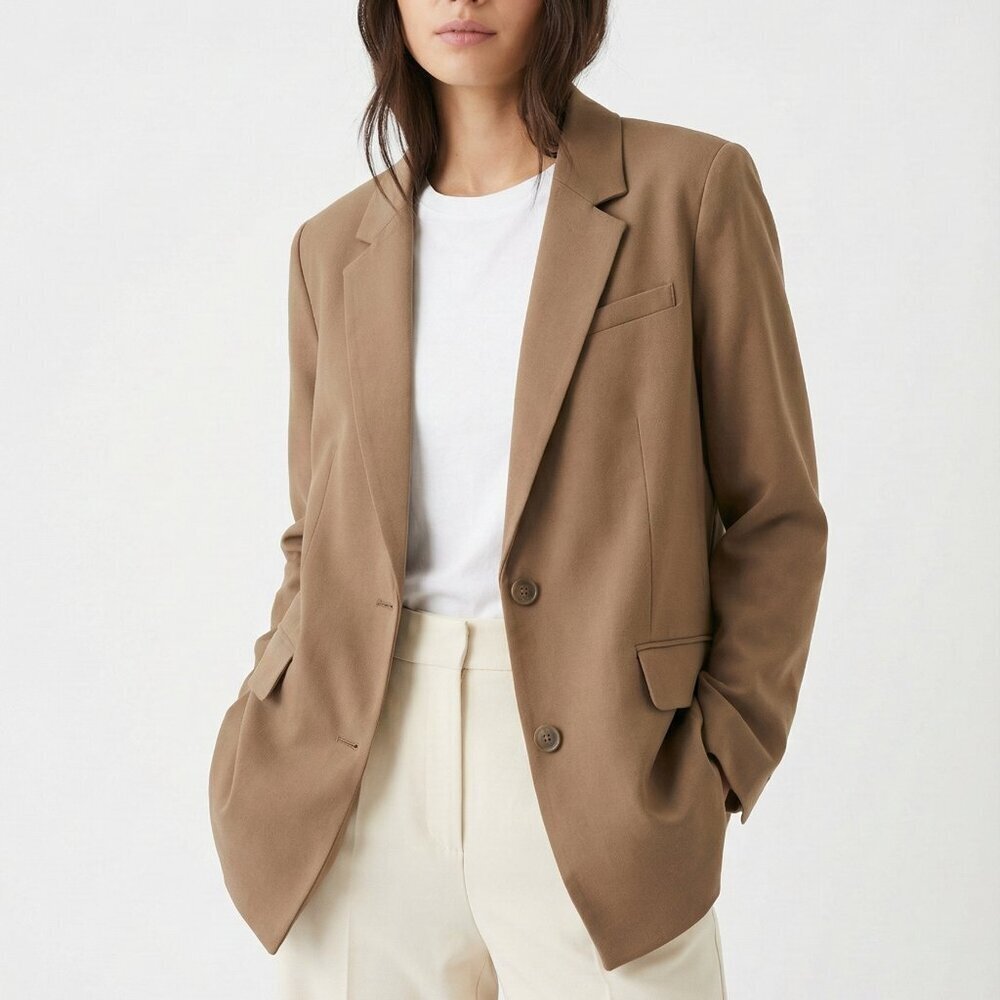 Frank and Oak The Relaxed Single Breasted Blazer Medium Brown